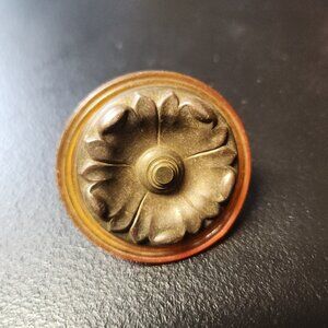 Antique Hardware Drawer Pull Knob Art Deco Bakelite Amber Butterscotch 2”diamete